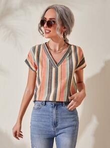 SHEIN Áo sơ mi Sọc Giải trí - Nhiều màu - Xem 1