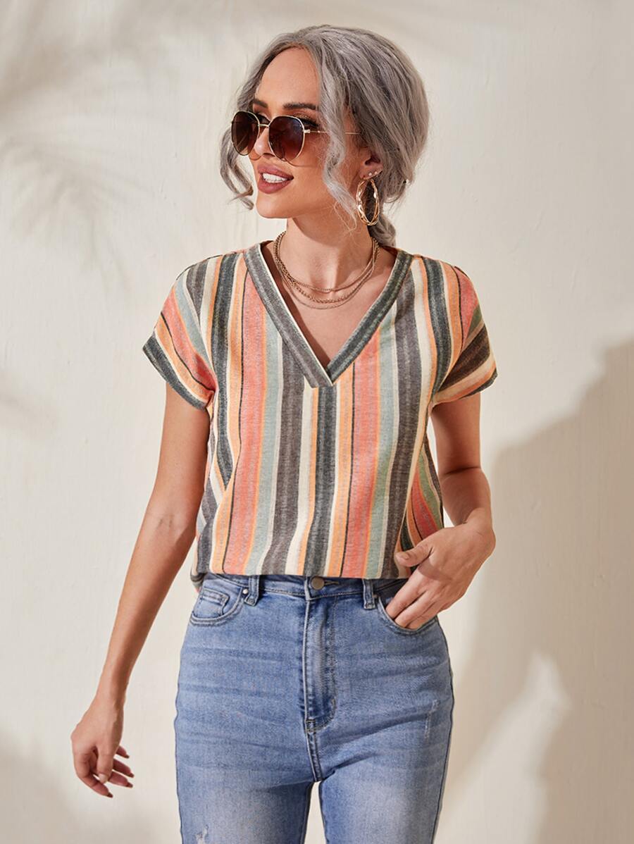 SHEIN Áo sơ mi Sọc Giải trí - Nhiều màu - Xem 1