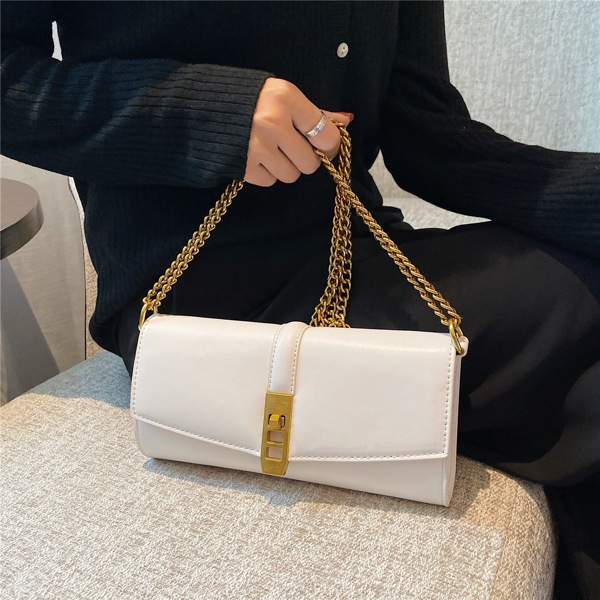 

Minimalist Flap Baguette Bag, Beige