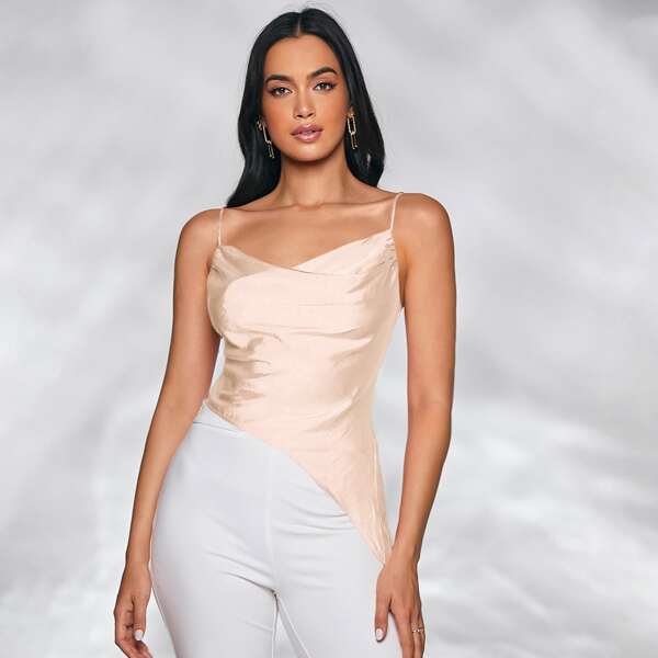 

Asymmetrical Hem Cami Top, Champagne