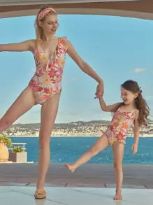 SHEIN 1Pc Floral One Piece Swimsuit - Multicolor - View 1