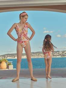 SHEIN 1Pc Floral One Piece Swimsuit - Multicolor - View 5