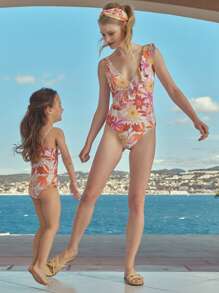 SHEIN 1Pc Floral One Piece Swimsuit - Multicolor - View 6