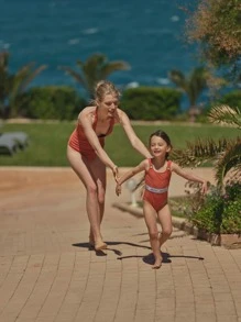 SHEIN 1Pc Gathered One Piece Swimsuit - Rust Brown - View 6