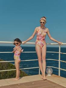 SHEIN 1Pc Floral One Piece Swimsuit - Multicolor - View 5