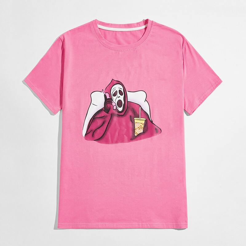 

Unisex 1pc Skull Graphic Tee, Pink