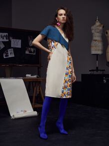 L’Mane 擦色和字母圖案直筒洋裝