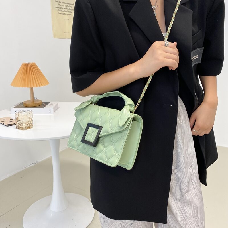 

Quilted Flap Satchel Bag, Green