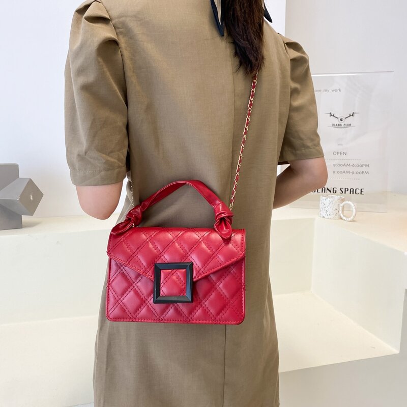 

Quilted Flap Satchel Bag, Red