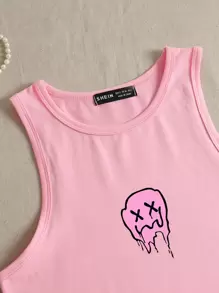 SHEIN Unity Cartoon Graphic Crop Tank Top - Baby Pink - View 6
