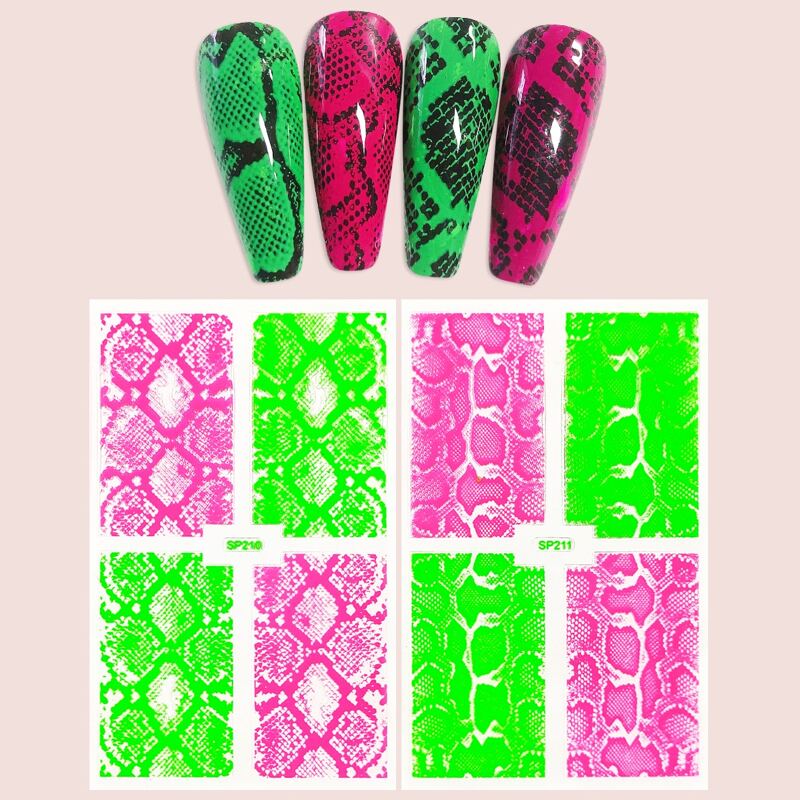 

2sheets Snakeskin Luminous Nail Art Sticker, Multicolor