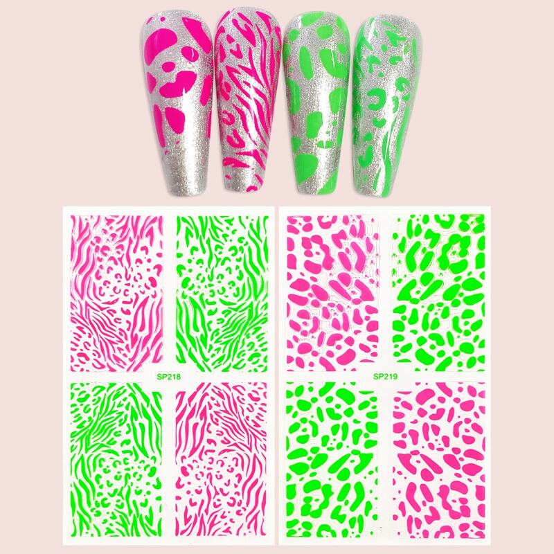

2sheets Leopard Luminous Nail Art Sticker, Multicolor
