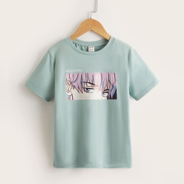 

Boys Figure & Letter Graphic Tee, Mint green