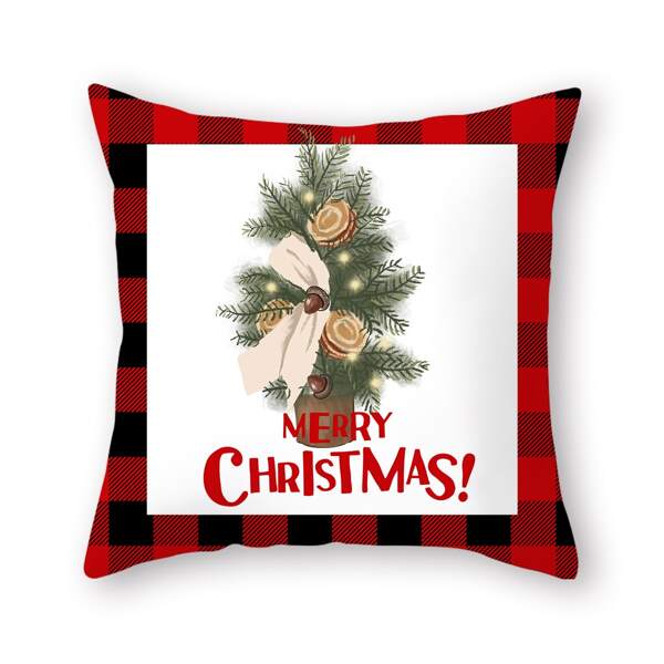

Christmas Slogan Graphic Cushion Cover Without Filler, Multicolor