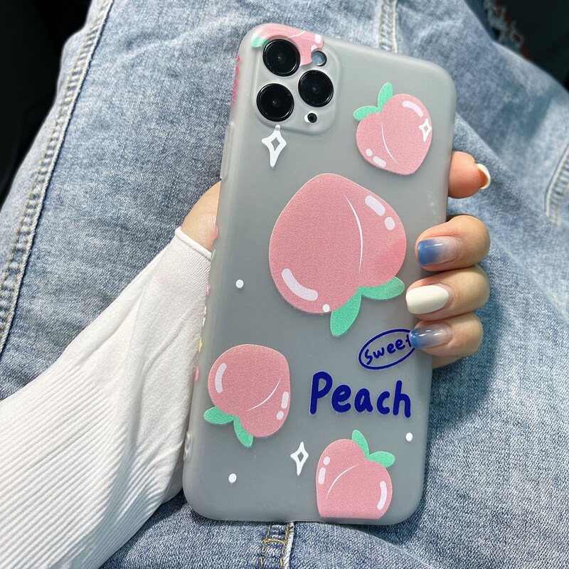 

Cartoon Peach Pattern Phone Case, Multicolor