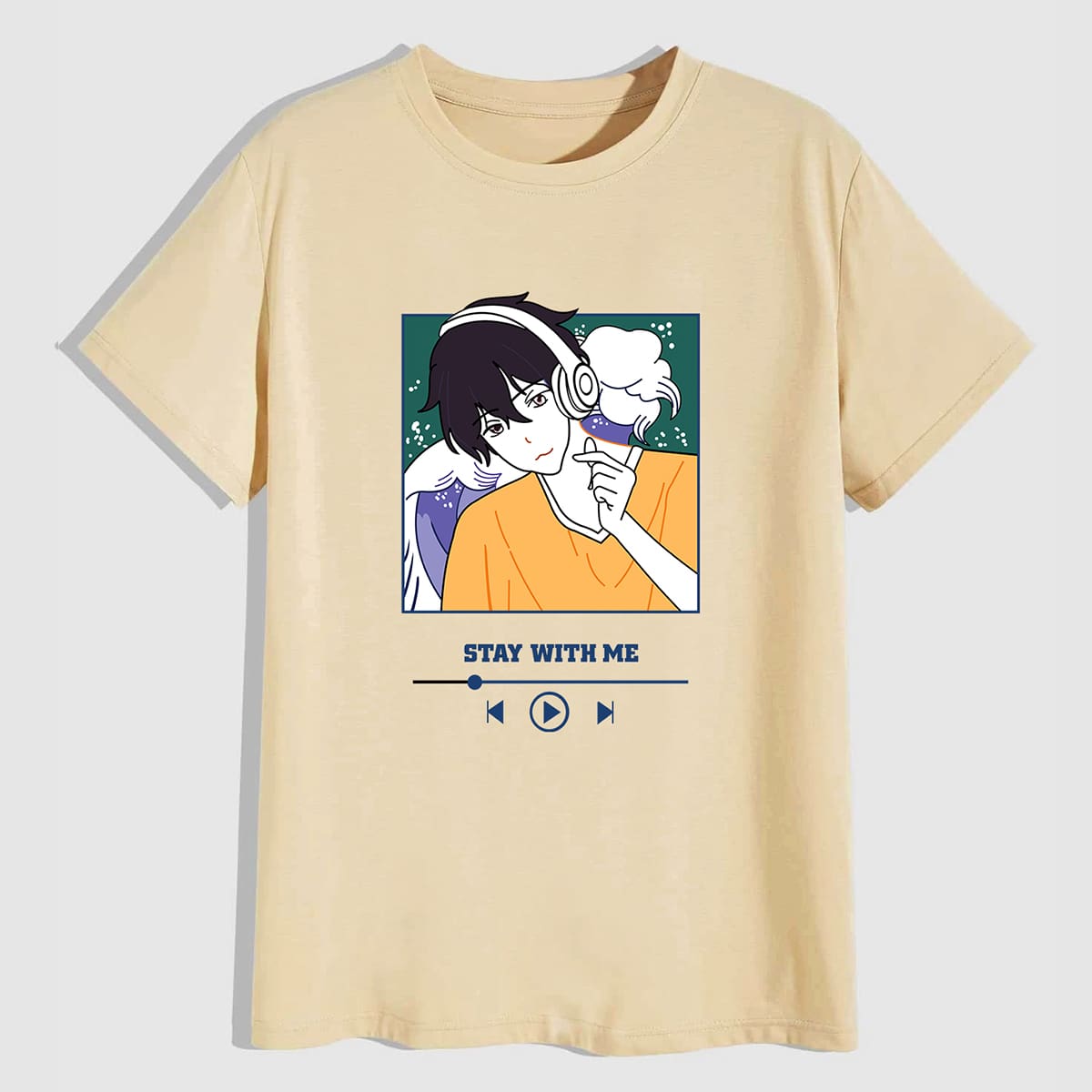 

Guys Cartoon Print Tee, Apricot
