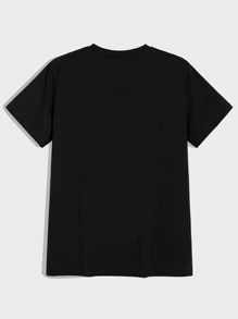 ROMWE MEN Các bạn Áo thun Bông Đồ họa Hình - màu đen - Xem 2