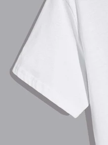 ROMWE MEN Prep Áo thun cotton nam Slogan hình trái tim Y2k, trường học - trắng - Xem 5