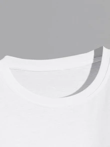 ROMWE MEN Prep Áo thun cotton nam Slogan hình trái tim Y2k, trường học - trắng - Xem 3