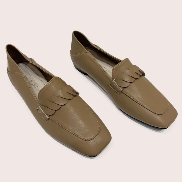 

Braided Detail Slip On Loafers, Khaki