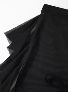 Tie Side Bikini Bottom With Beach Skirt - Black - View 6