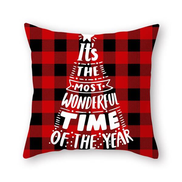 

Slogan Graphic Cushion Cover Without Filler, Red and white