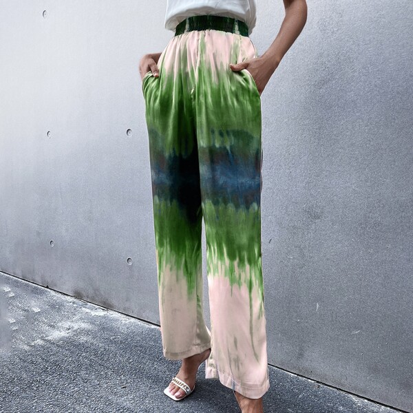 

Tie Dye Wide Leg Pants, Multicolor