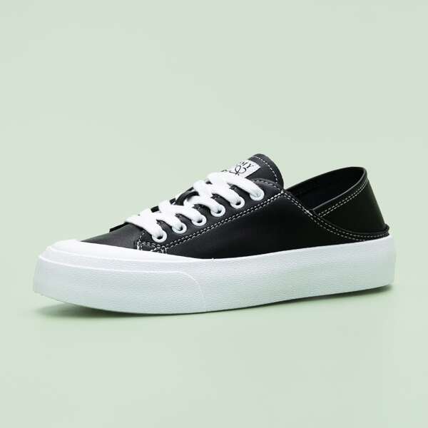 

Minimalist Lace-up Front Sneakers, Black