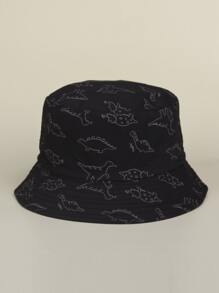 Dinosaur Print Bucket Hat - Black - View 1