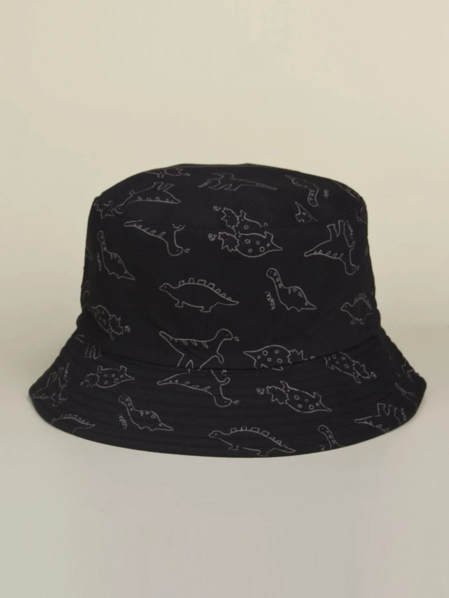 Dinosaur Print Bucket Hat - Black - View 1