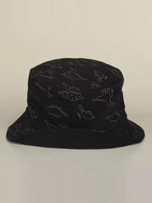 Dinosaur Print Bucket Hat - Black - View 3