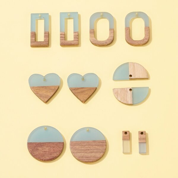 

12pcs Wood DIY Pendant, Multicolor