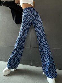 Geo Print Flare Leg Trousers - Multicolor - View 1