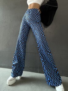 Geo Print Flare Leg Trousers - Multicolor - View 4