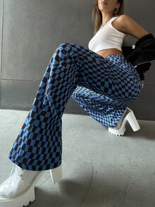 Geo Print Flare Leg Trousers - Multicolor - View 6