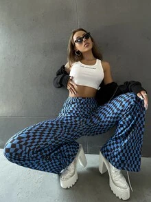 Geo Print Flare Leg Trousers - Multicolor - View 8