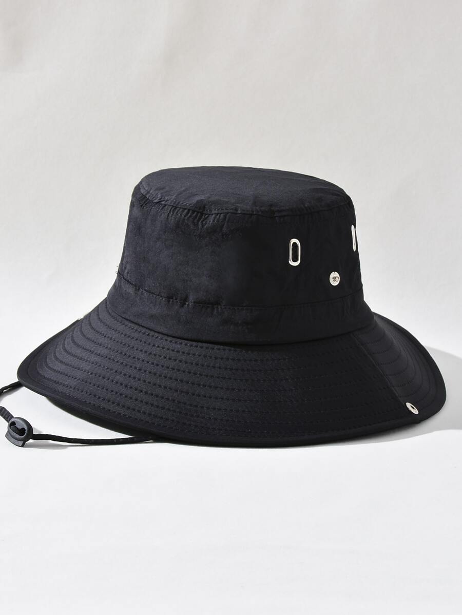 Dekoracyjny kapelusz typu Bucket ze sznurkiem - Czarne - Zobacz 1