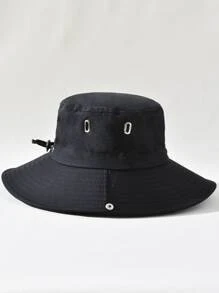 Dekoracyjny kapelusz typu Bucket ze sznurkiem - Czarne - Zobacz 2