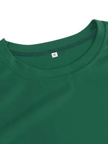 Manfinity Homme Hombres 2 paquetes de camisetas de cuello redondo de un solo color - Verde Oscuro - Ver 3
