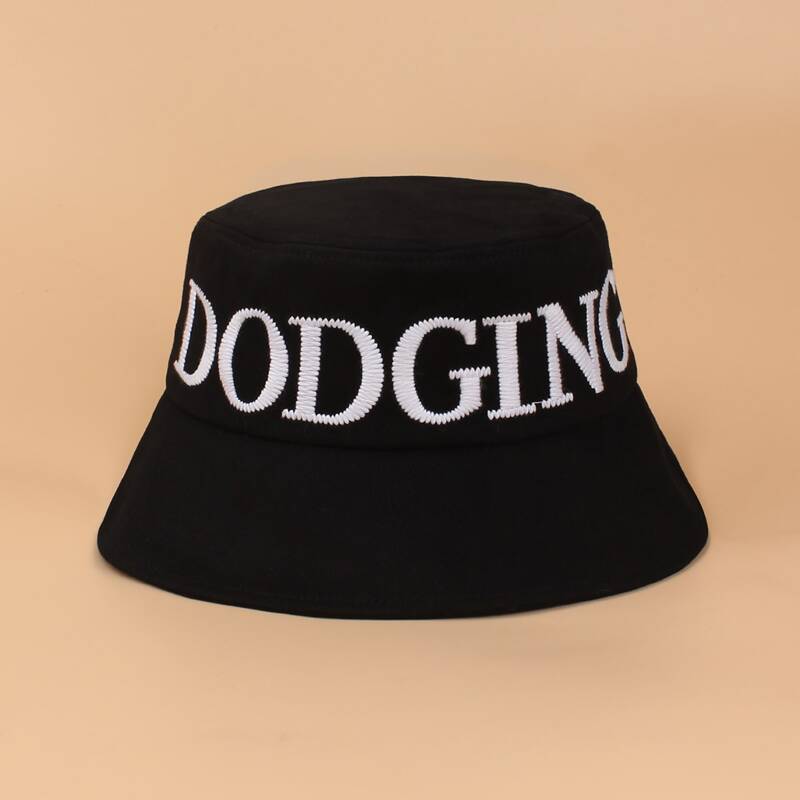 

Letter Embroidery Bucket Hat, Black