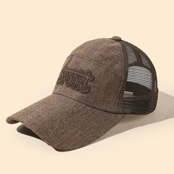 

Men Contrast Mesh Baseball Cap, Coffee brown