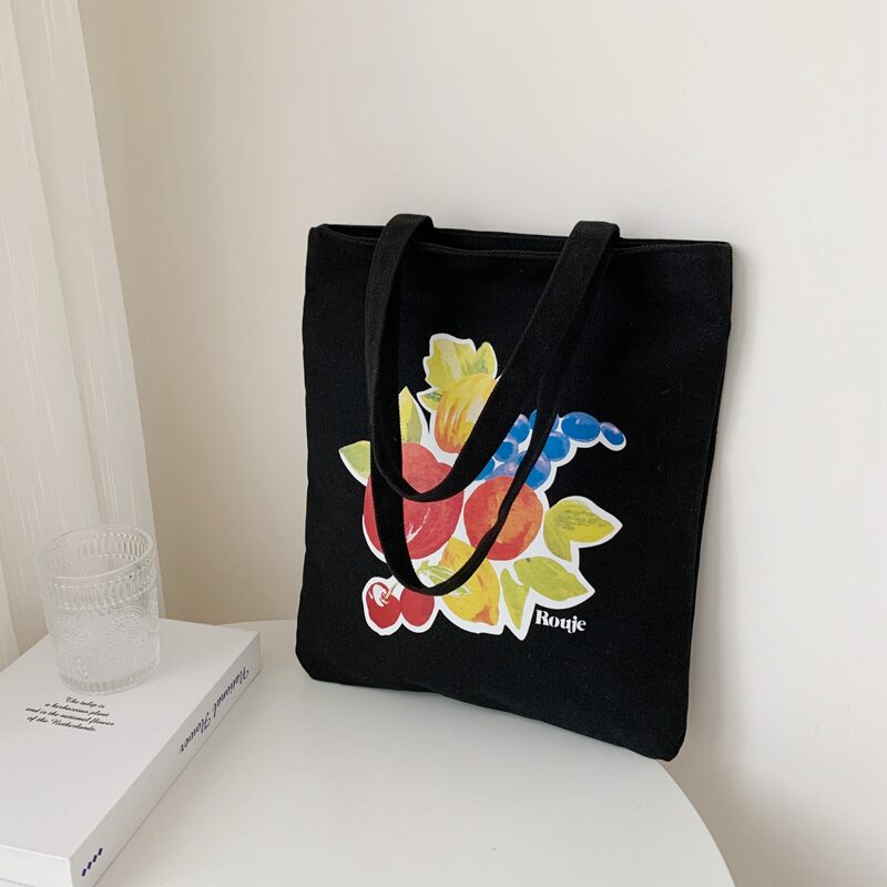 

Fruit Graphic Shopper Bag, Black