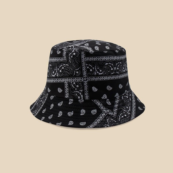 

Paisley Print Bucket Hat, Black