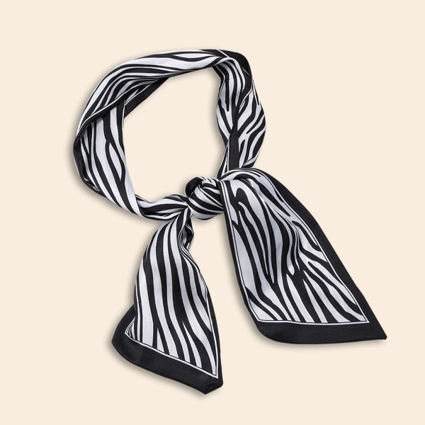 

Zebra Stripe Pattern Scarf Bag Charm, Black and white