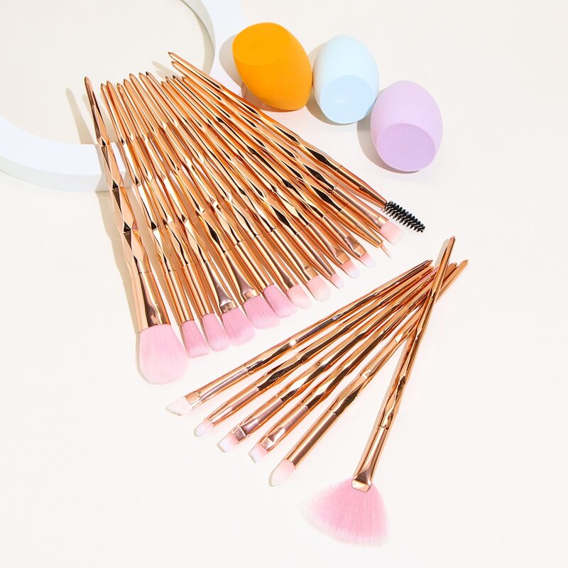 

20pcs Eye Makeup Brush With 3 Makeup Sponge, Multicolor