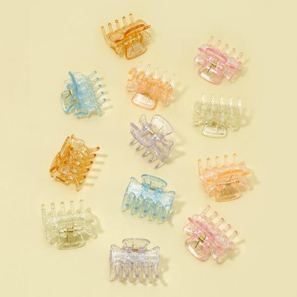 

12pcs Toddler Girls Clear Hair Claw, Multicolor