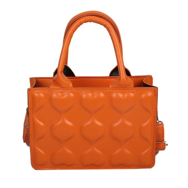 

Minimalist Heart Embossed Satchel Bag, Orange