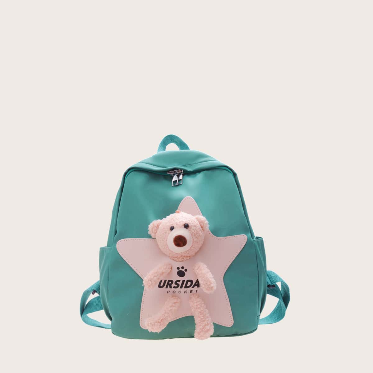 

Star Design Cartoon Bear Backpack, Green