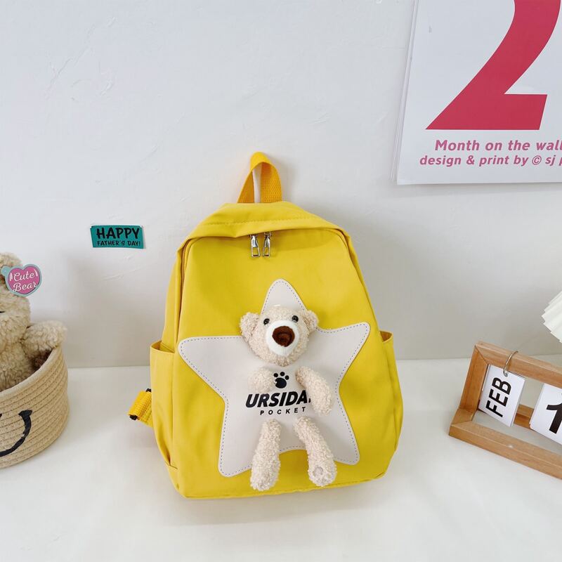 

Star Design Cartoon Bear Backpack, Yellow
