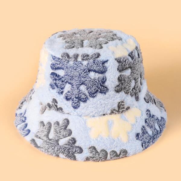 

Snowflake Design Fuzzy Bucket Hat, Blue